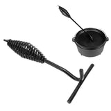 Lid Lifter 26CM Length Spiral Handle Black Finish Iron Extended Design Comfortable Hold Camp Dutch Oven Lid Lifter