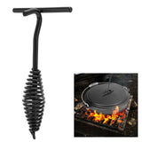 Lid Lifter 26CM Length Spiral Handle Black Finish Iron Extended Design Comfortable Hold Camp Dutch Oven Lid Lifter - Extra Image