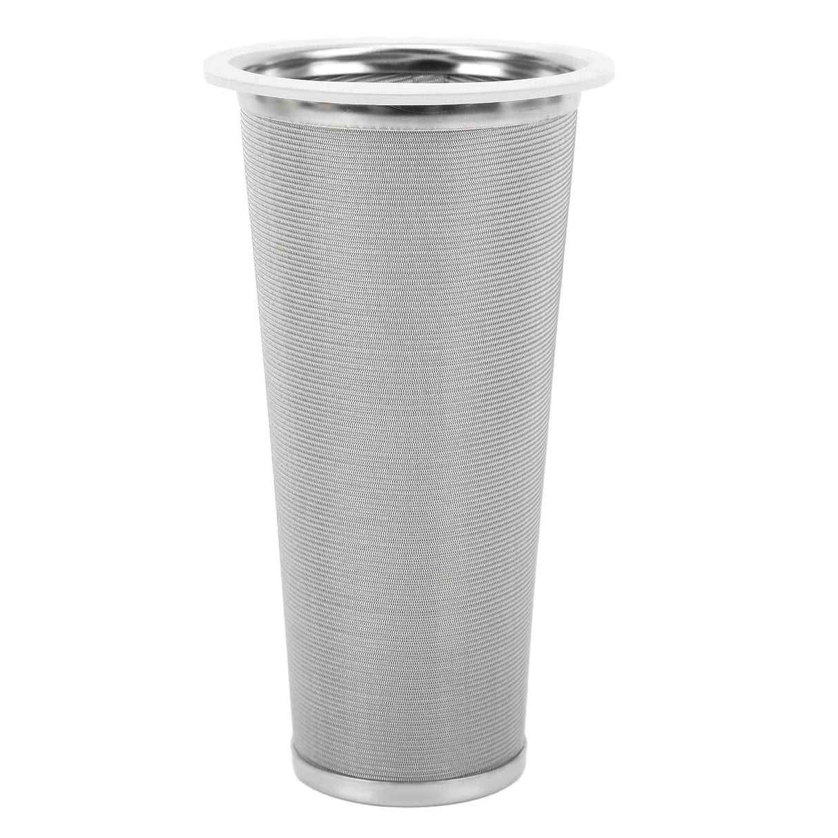 304 Stainless Steel Cold Brew Coffee Filter Cone Mesh with White Rubber Circle Coffee Brew Infuser for Fruit Drink 8x15cm/3.1x5.9in