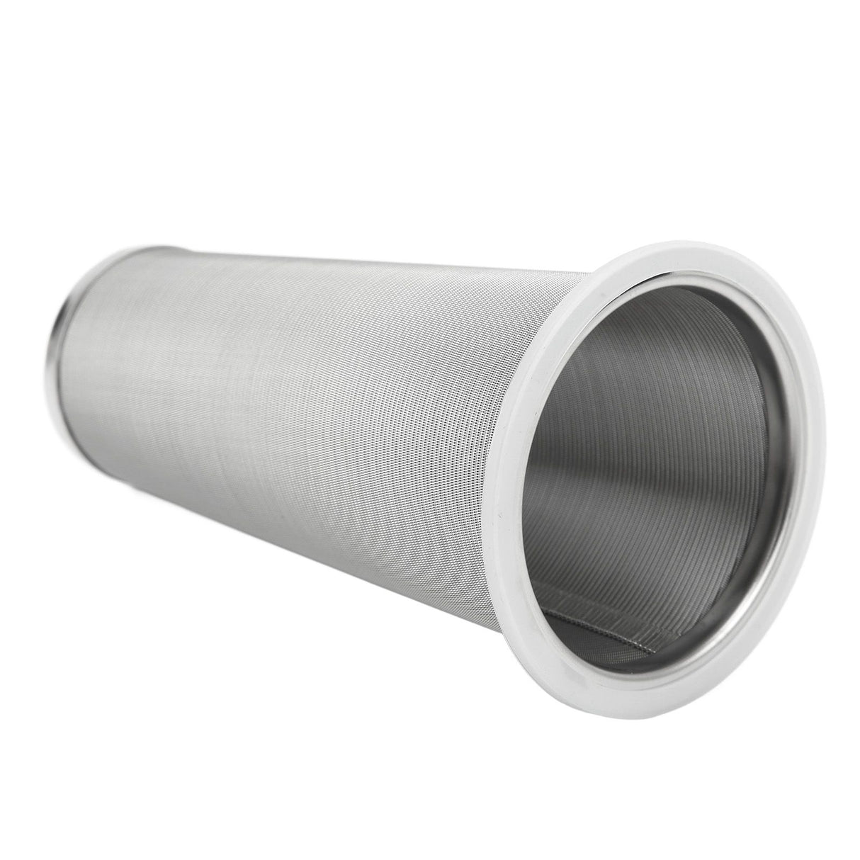 304 Stainless Steel Cold Brew Coffee Filter Cone Mesh with White Rubber Circle Coffee Brew Infuser for Fruit Drink 8x15cm/3.1x5.9in