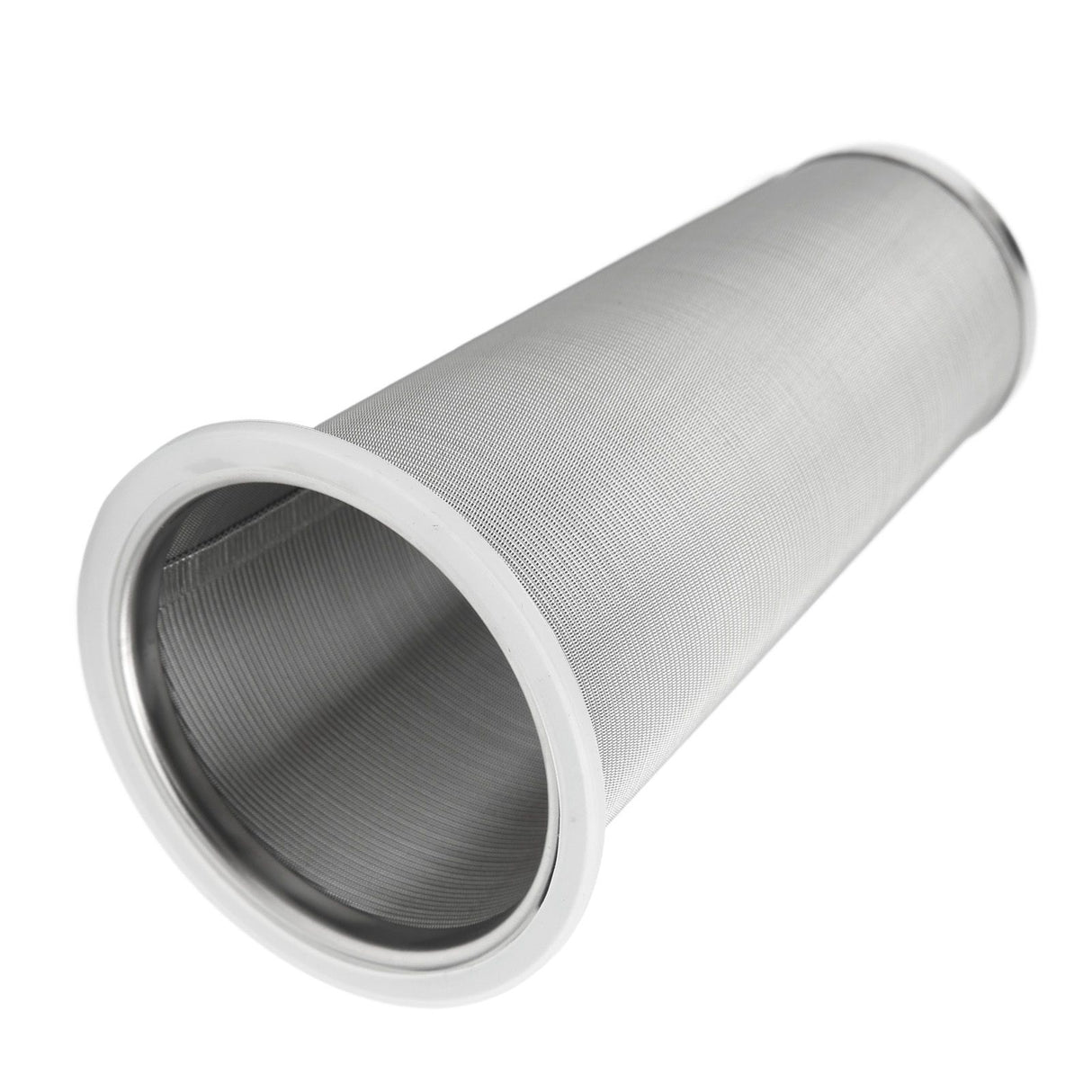 304 Stainless Steel Cold Brew Coffee Filter Cone Mesh with White Rubber Circle Coffee Brew Infuser for Fruit Drink 8x15cm/3.1x5.9in