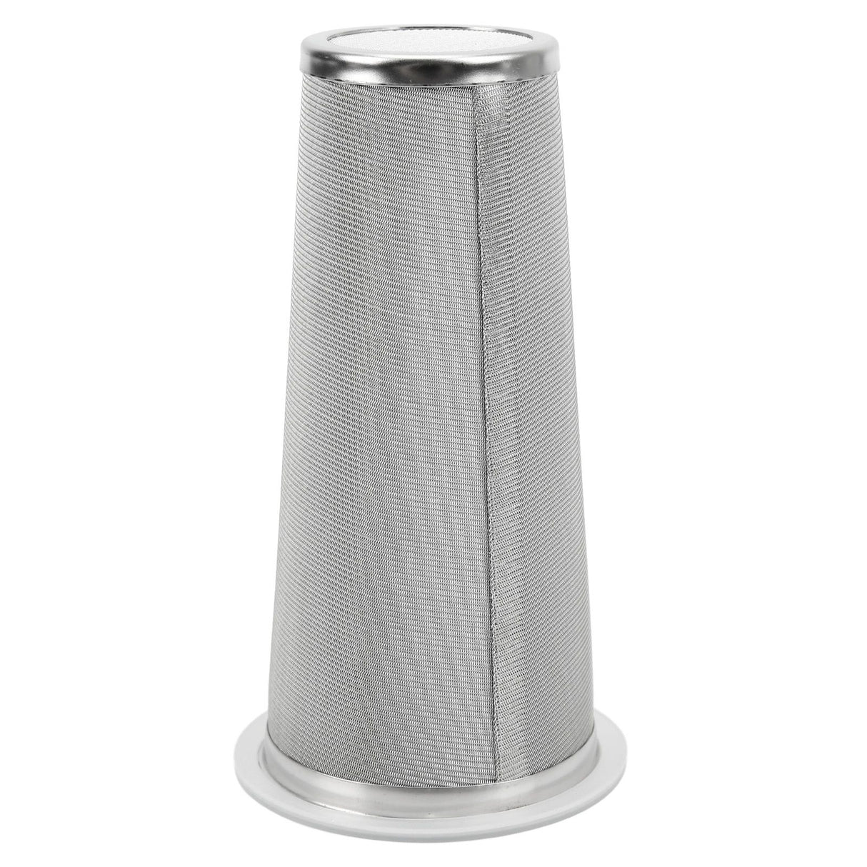 304 Stainless Steel Cold Brew Coffee Filter Cone Mesh with White Rubber Circle Coffee Brew Infuser for Fruit Drink 8x15cm/3.1x5.9in