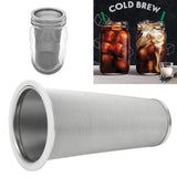 304 Stainless Steel Cold Brew Coffee Filter Cone Mesh with White Rubber Circle Coffee Brew Infuser for Fruit Drink 8x15cm/3.1x5.9in