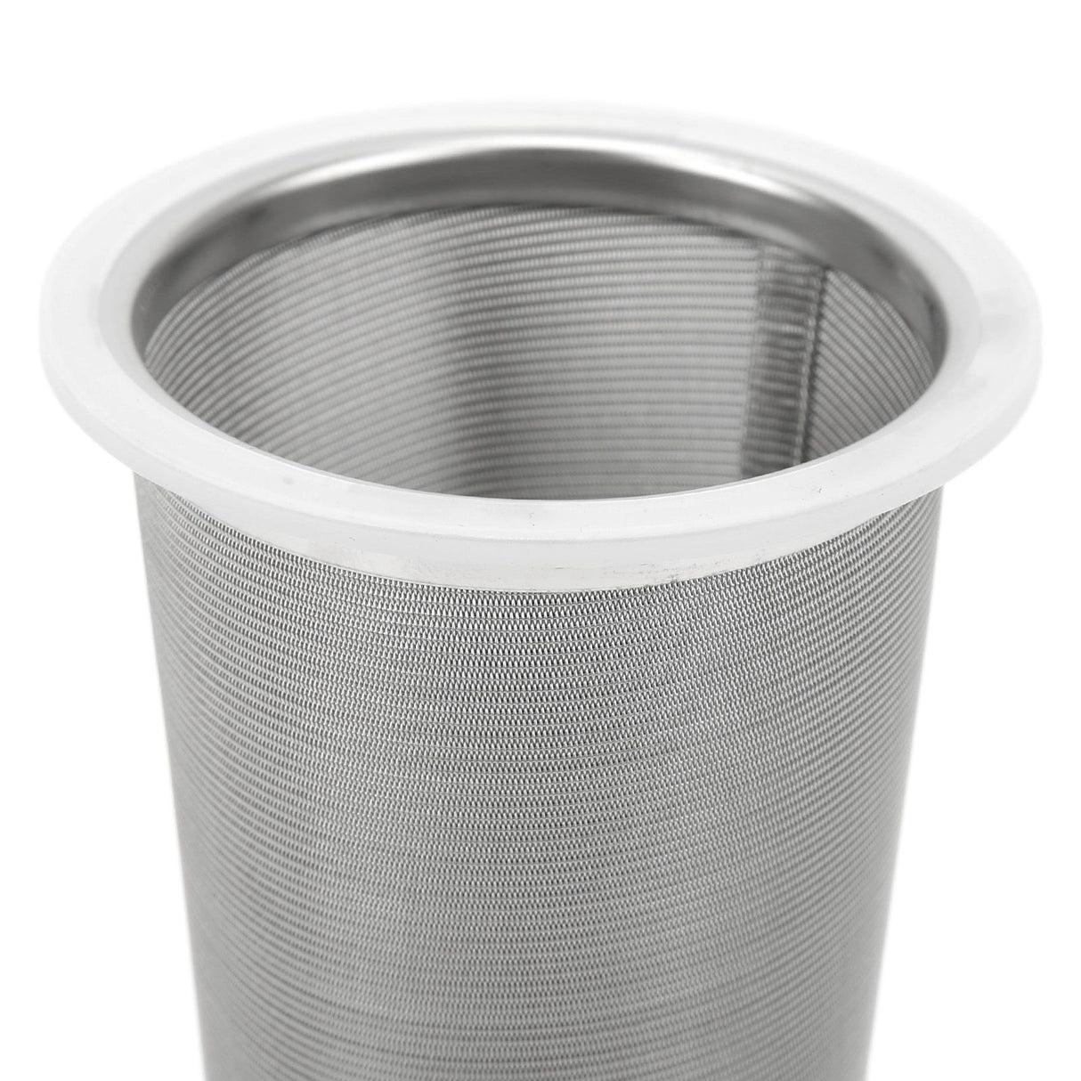 304 Stainless Steel Cold Brew Coffee Filter Cone Mesh with White Rubber Circle Coffee Brew Infuser for Fruit Drink 8x15cm/3.1x5.9in