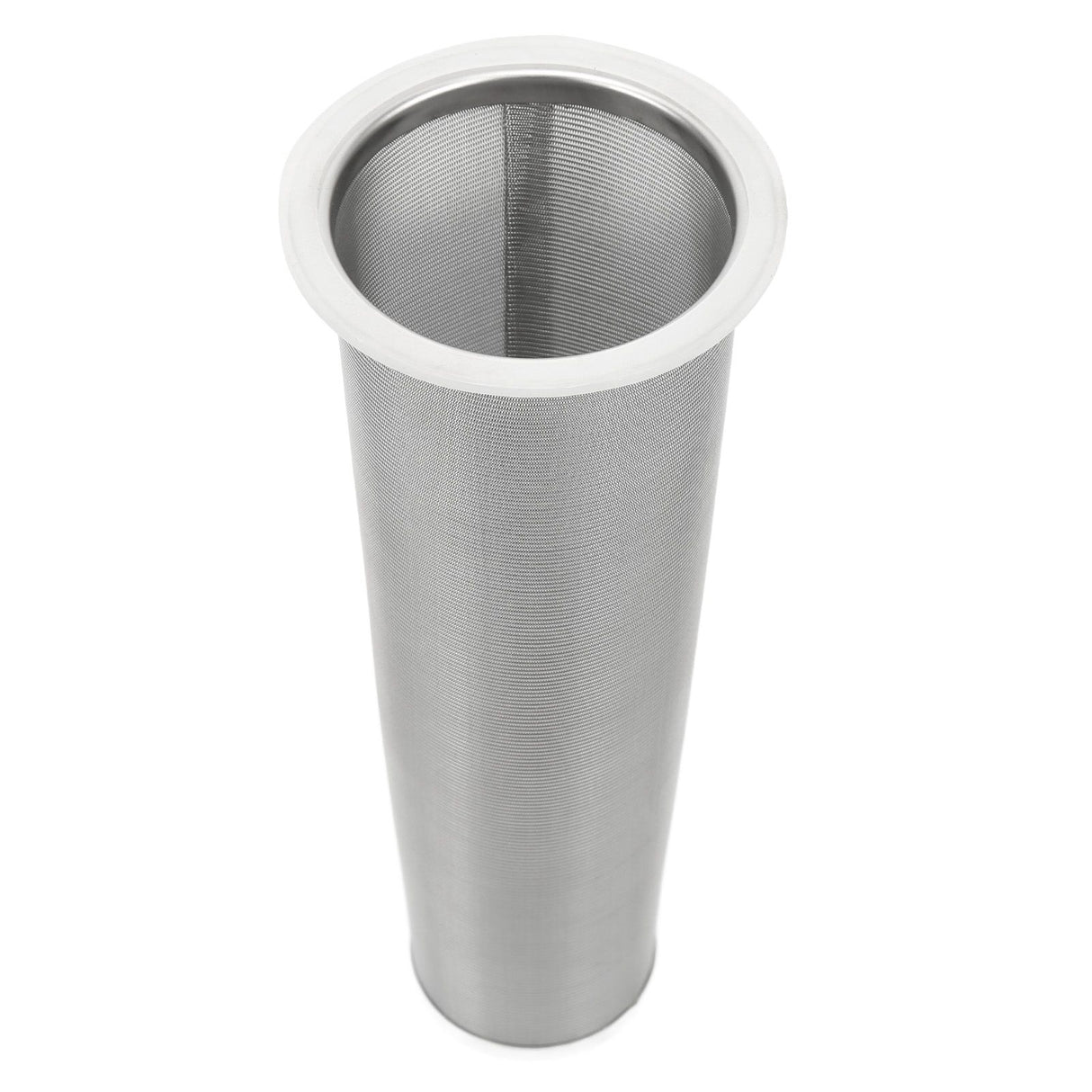 304 Stainless Steel Cold Brew Coffee Filter Cone Mesh with White Rubber Circle Coffee Brew Infuser for Fruit Drink 8x21cm/3.1x8.2in