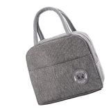 Lunch Bag High Capacity Reusable Tote Heat Preservation Dinner Insulation Hangbag Gray - Top-Down View