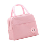 Lunch Bag High Capacity Reusable Tote Heat Preservation Dinner Insulation Hangbag Pink