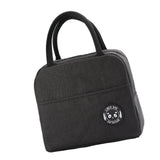 Lunch Bag High Capacity Reusable Tote Heat Preservation Dinner Insulation Hangbag Black - Top-Down View
