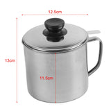 Oil Strainer Pot 1.3L Capacity 304 Stainless Steel Cooking Oil Container Anti Leakage for Home Restaurant - Rear View