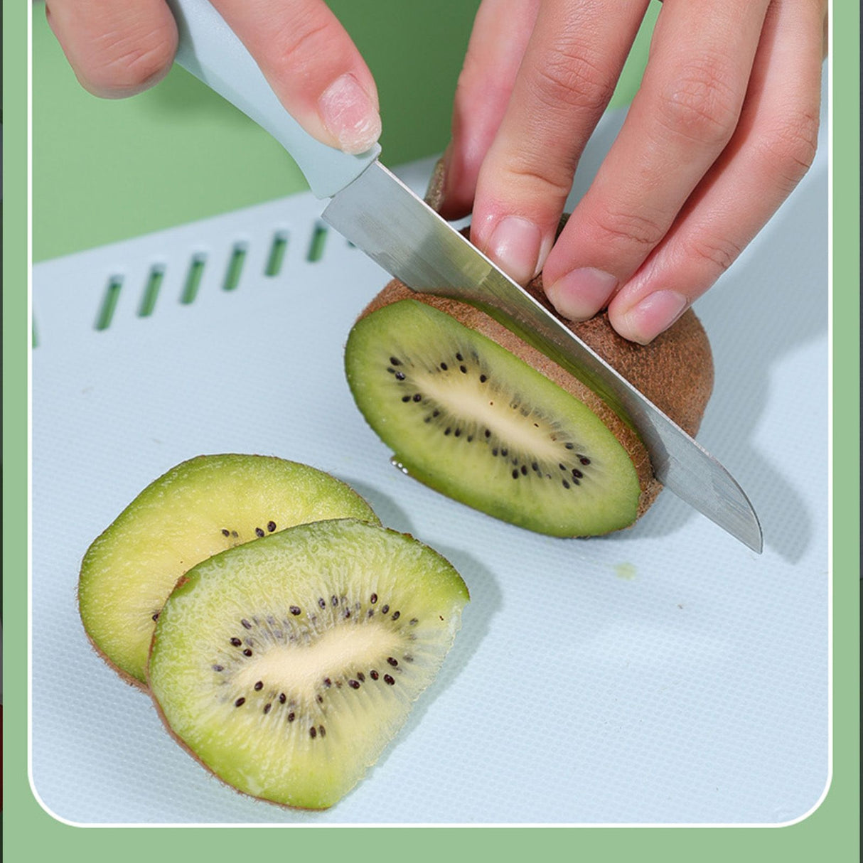 Plastic Utility Cutting Board Safe Multifunctional Portable Fruit Chopping Board With Knife Hanging Hole for Kitchen Blue