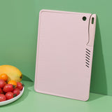 Plastic Utility Cutting Board Safe Multifunctional Portable Fruit Chopping Board With Knife Hanging Hole for Kitchen Pink - Front View