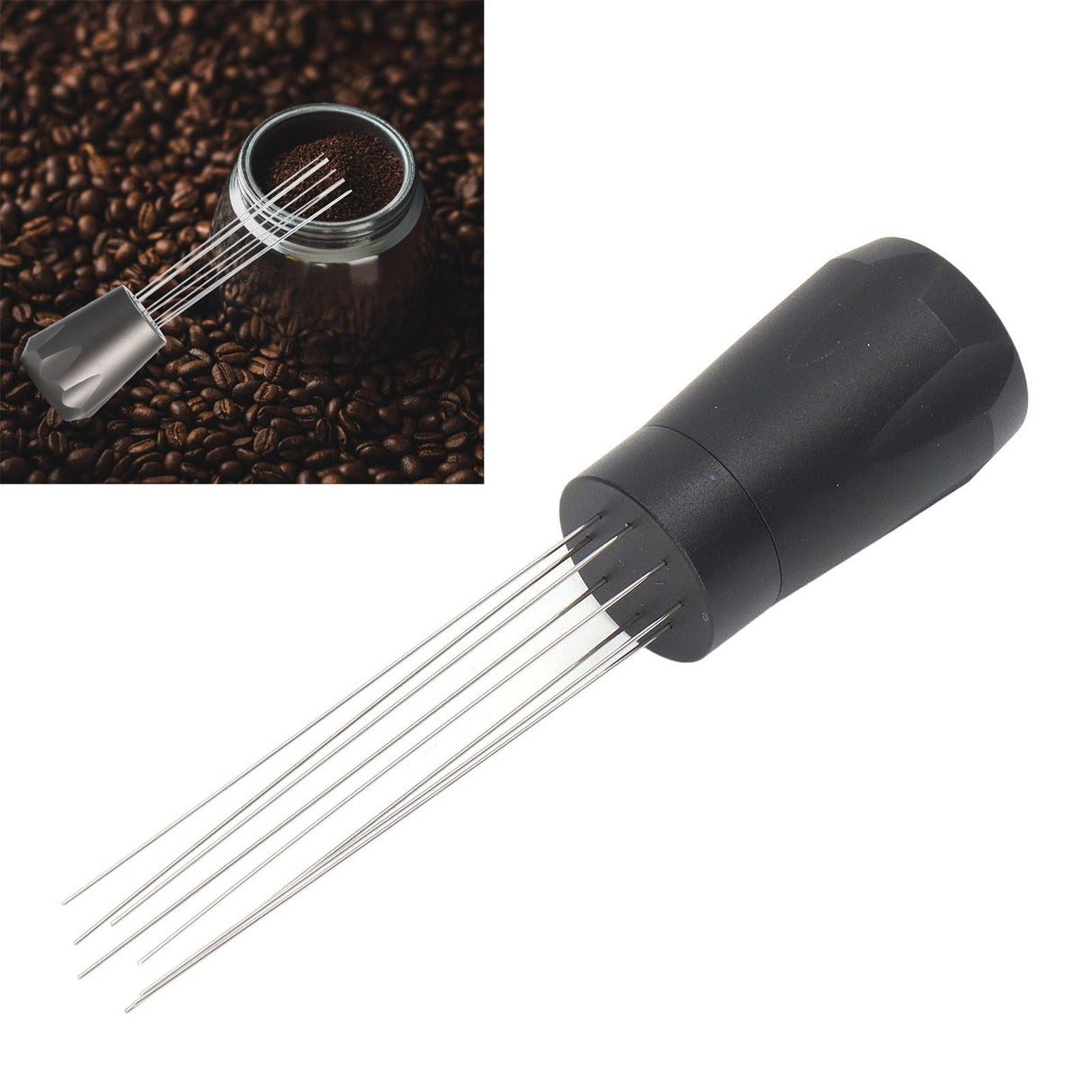 Coffee Distribution Needle Stainless Steel Firm Practical Safe Hand Tampers Stirring Tool for Home Black