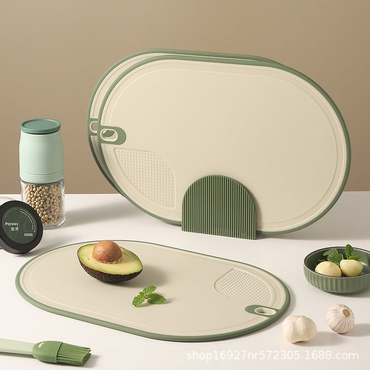 Cutting Board Food Grade Double Sided Prevent Slip Plastic Chopping Board with Holder Base for Meat Vegetable 3pcs 3 Mix Color