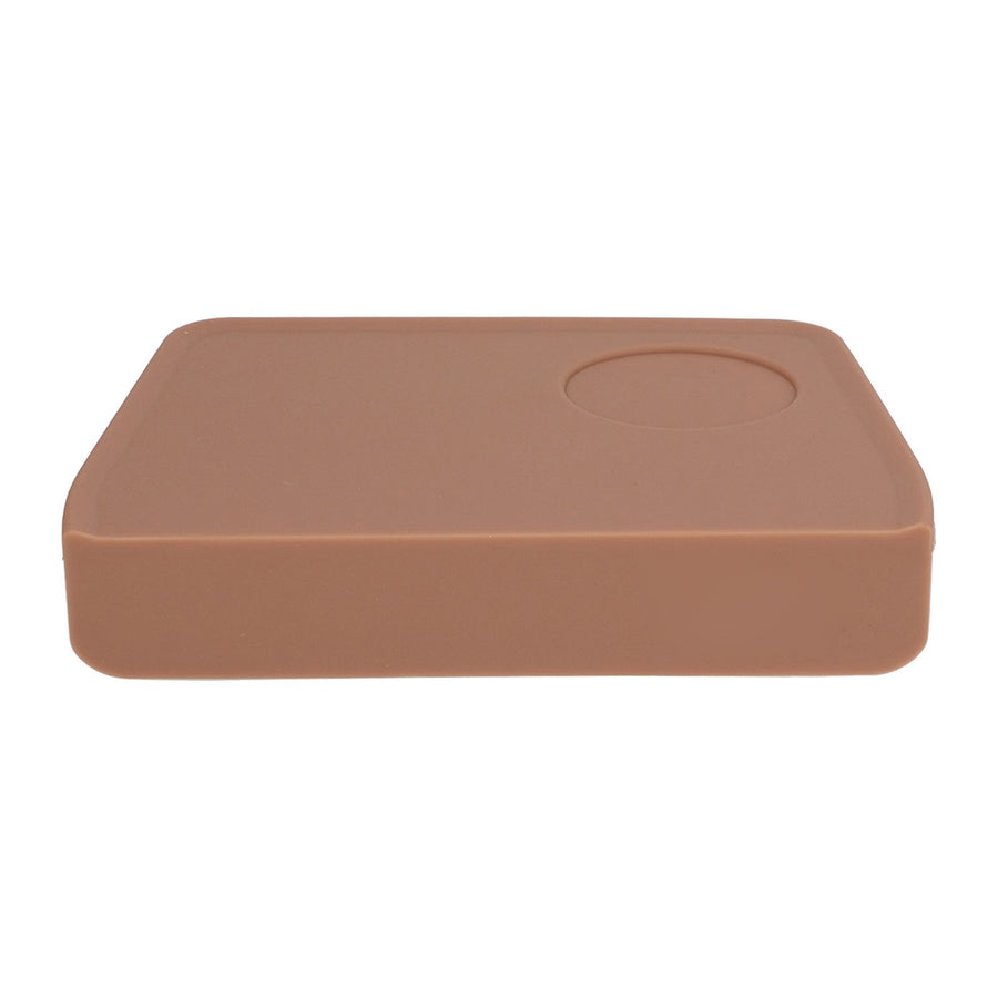 Coffee Tamper Mat with Tamper Slot Silicone Tamping Mat Coffee Pad Tamp Station Tool Brown