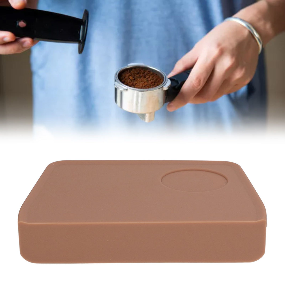 Coffee Tamper Mat with Tamper Slot Silicone Tamping Mat Coffee Pad Tamp Station Tool Brown