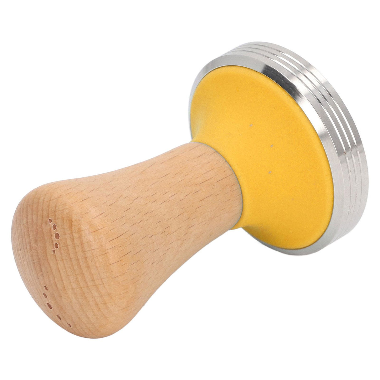 Wooden Coffee Tamper Food Grade Rustproof Easy To Clean Heavy Duty Coffee Tamper with Ergonomic Handle for Baristas Yellow 51mm/2.0in