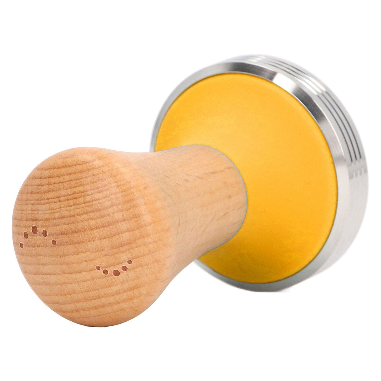 Wooden Coffee Tamper Food Grade Rustproof Easy To Clean Heavy Duty Coffee Tamper with Ergonomic Handle for Baristas Yellow 51mm/2.0in