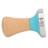 Wooden Coffee Tamper Food Grade Rustproof Easy To Clean Heavy Duty Coffee Tamper with Ergonomic Handle for Baristas Blue 51mm/2.0in - Side View