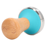 Wooden Coffee Tamper Food Grade Rustproof Easy To Clean Heavy Duty Coffee Tamper with Ergonomic Handle for Baristas Blue 51mm/2.0in - Close-Up Angle