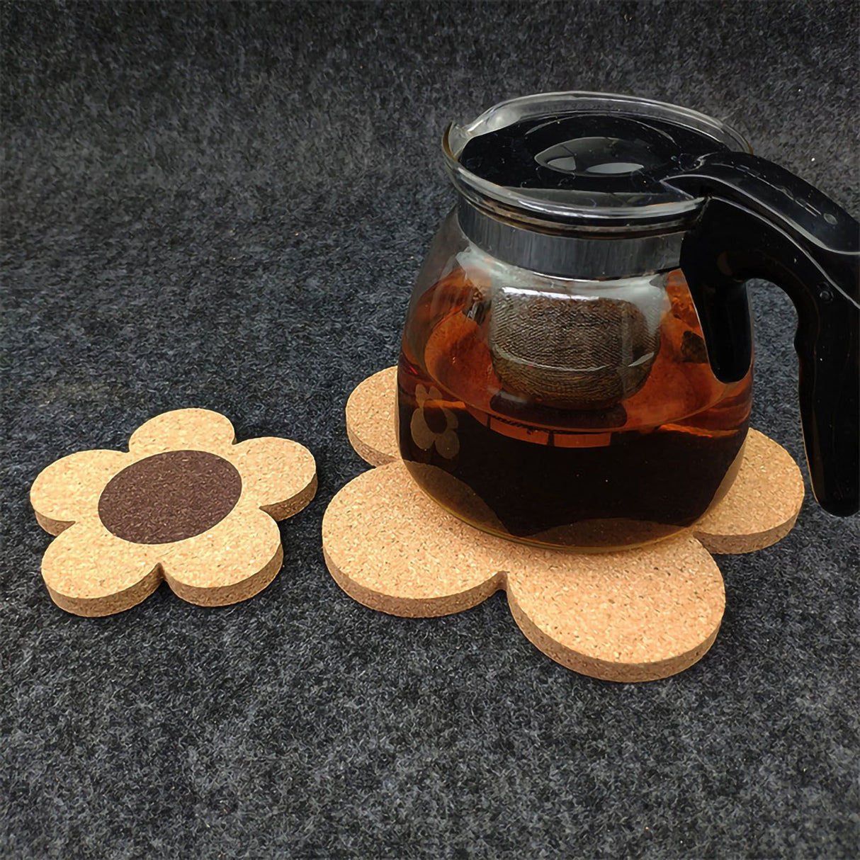 Flower Wooden Coaster Nordic Style Flower Shape Cork Coaster Kitchen Insulation Mat Dining Table Mat S