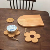 Flower Wooden Coaster Nordic Style Flower Shape Cork Coaster Kitchen Insulation Mat Dining Table Mat S