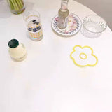 Acrylic Flower Coaster Heat Insulation Cute Flower Transparent Stable NonslipAcrylic Coasters Yellow