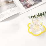 Acrylic Flower Coaster Heat Insulation Cute Flower Transparent Stable NonslipAcrylic Coasters Yellow - Top-Down View