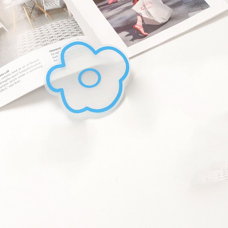 Acrylic Flower Coaster Heat Insulation Cute Flower Transparent Stable NonslipAcrylic Coasters Blue