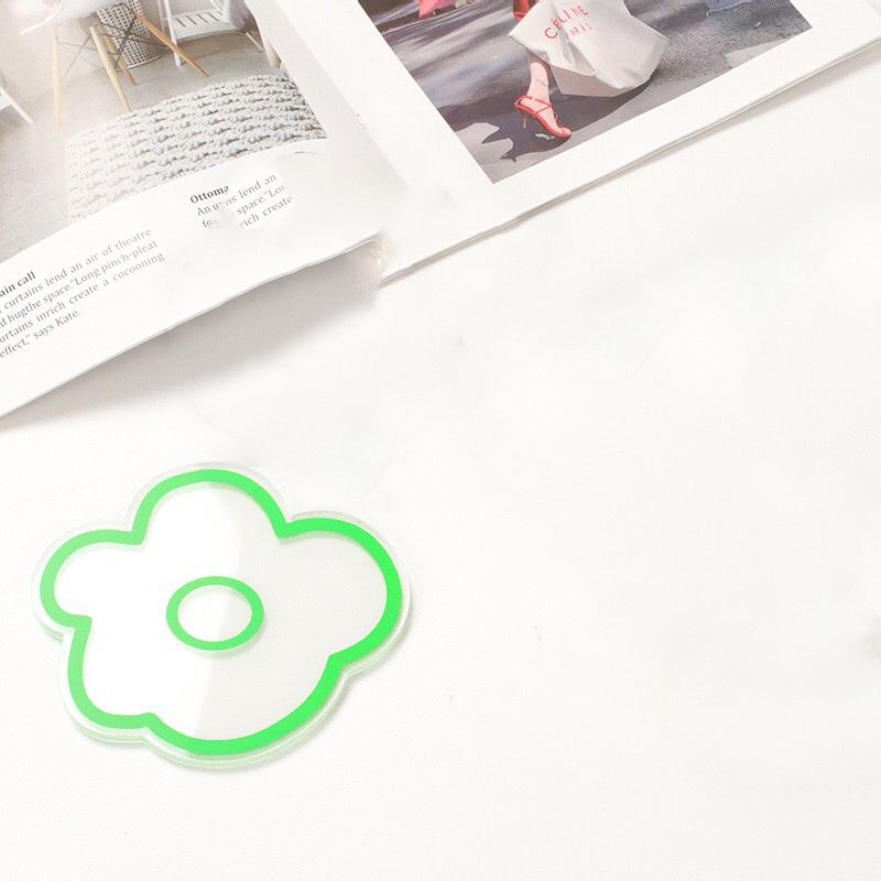 Acrylic Flower Coaster Heat Insulation Cute Flower Transparent Stable NonslipAcrylic Coasters Green