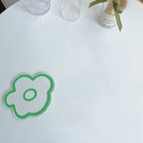 Acrylic Flower Coaster Heat Insulation Cute Flower Transparent Stable NonslipAcrylic Coasters Green - 45-Degree Angle