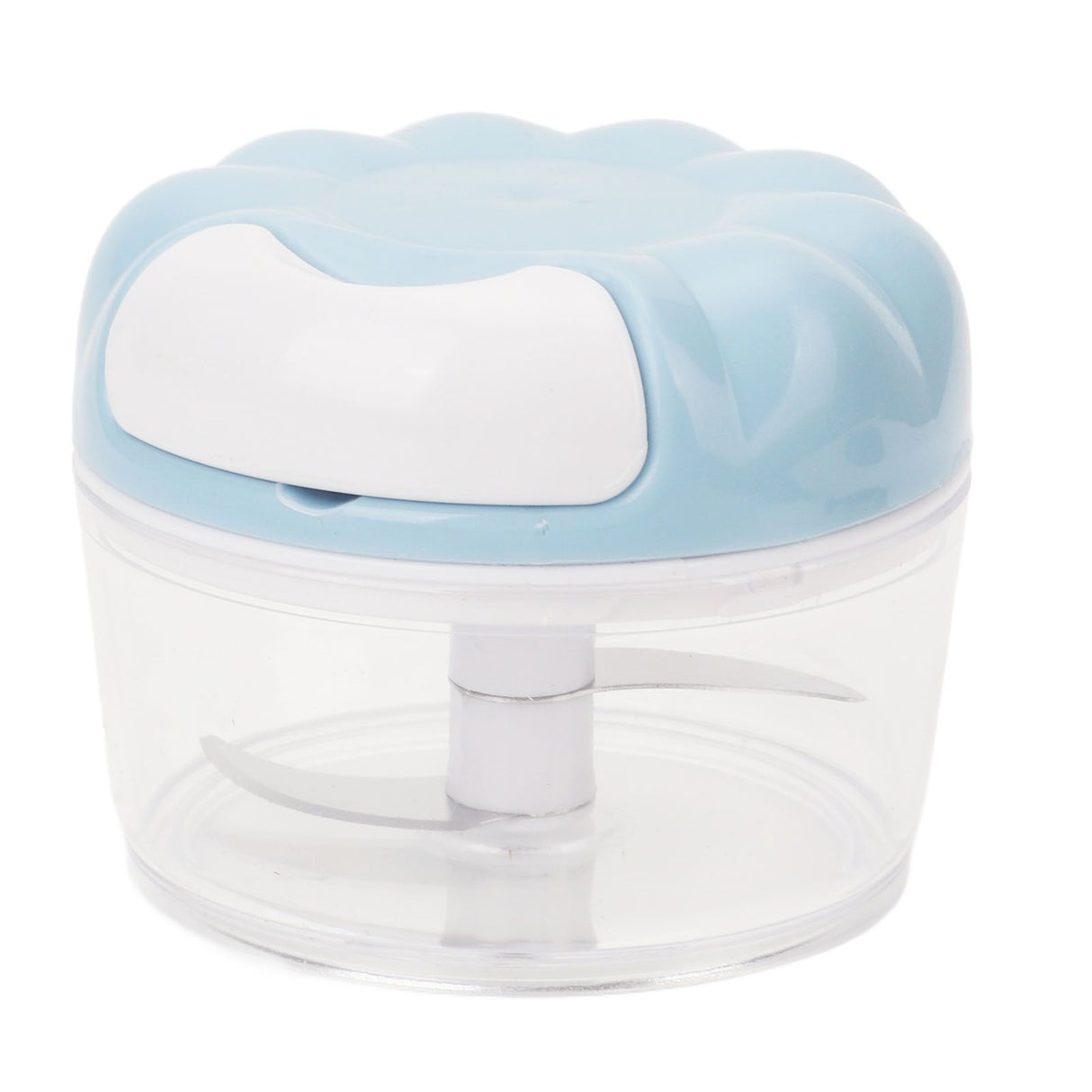 Garlic Chopper Manual Mini Safe Multipurpose Transparent Garlic Mincer with Drawstring for Kitchen Blue