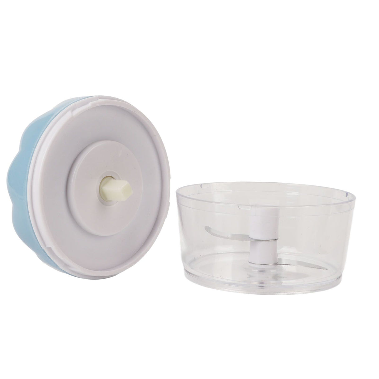 Garlic Chopper Manual Mini Safe Multipurpose Transparent Garlic Mincer with Drawstring for Kitchen Blue