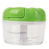 Garlic Chopper Manual Mini Safe Multipurpose Transparent Garlic Mincer with Drawstring for Kitchen Green - Front View