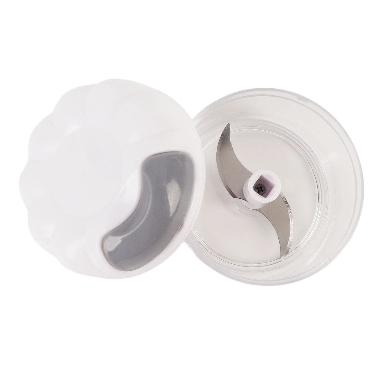 Garlic Chopper Manual Mini Safe Multipurpose Transparent Garlic Mincer with Drawstring for Kitchen White