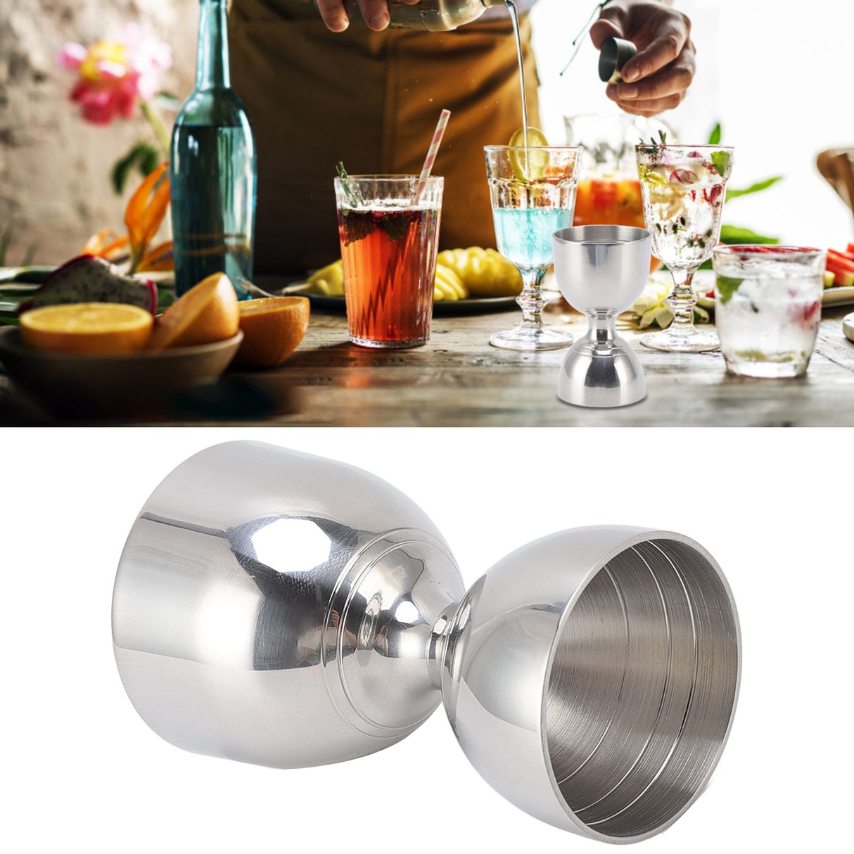 Cocktail Jigger 30/60ml Stainless Steel Durable High Accuracy Wide Opening Shot Measure Jigger for Cocktail Liquor 30/60ml Classic Silver