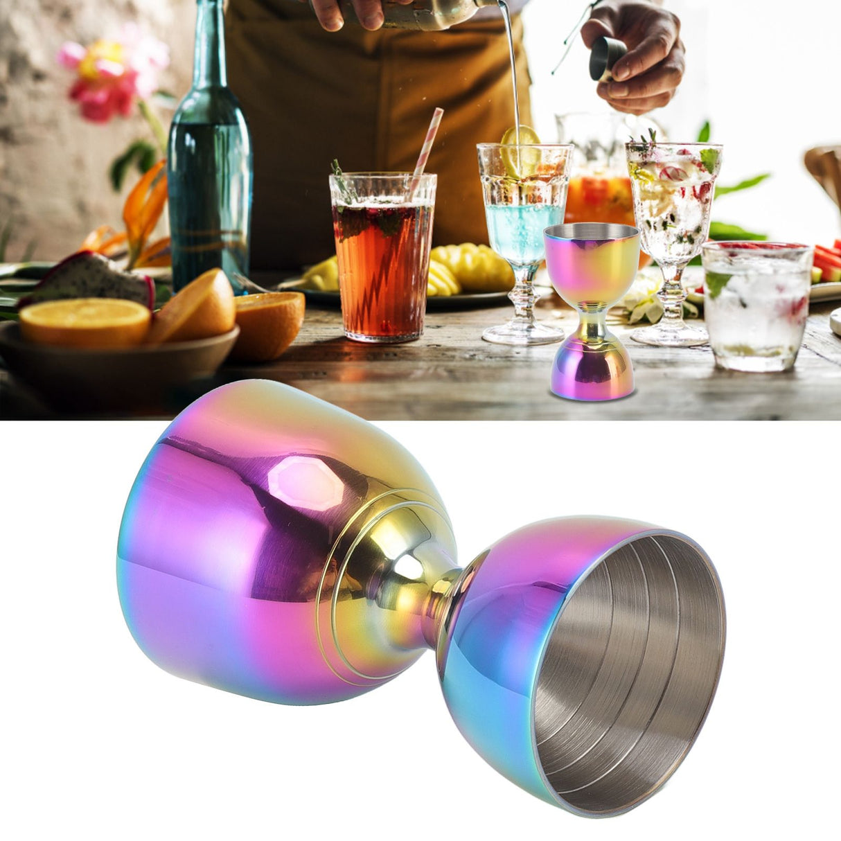 Cocktail Jigger 30/60ml Stainless Steel Durable High Accuracy Wide Opening Shot Measure Jigger for Cocktail Liquor 30/60ml Colorful