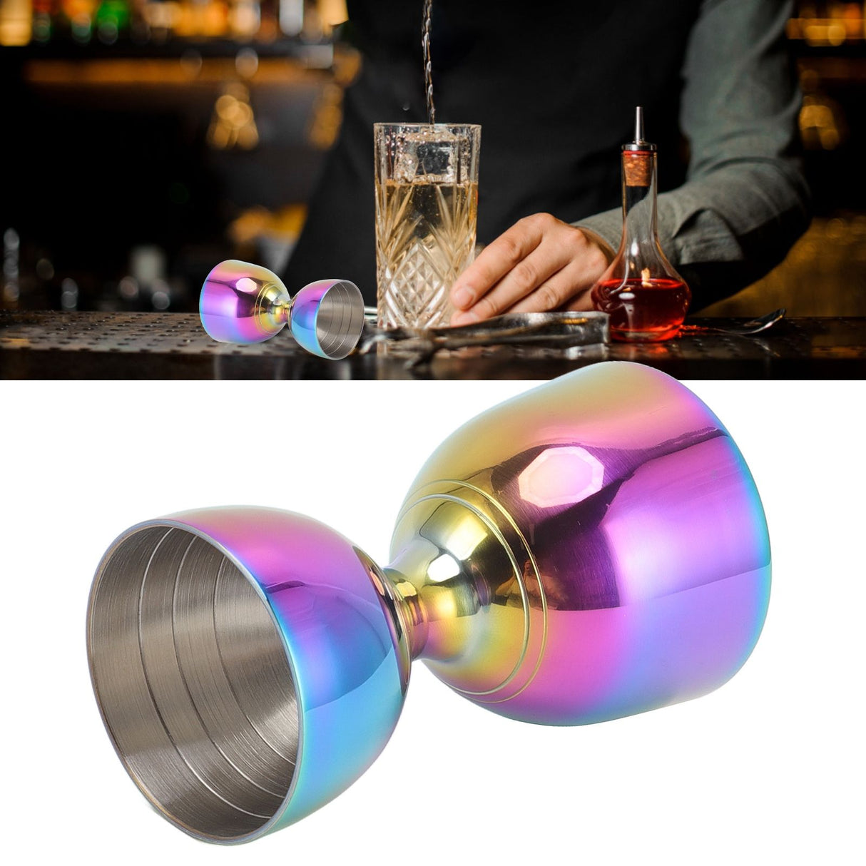Cocktail Jigger 30/60ml Stainless Steel Durable High Accuracy Wide Opening Shot Measure Jigger for Cocktail Liquor 30/60ml Colorful