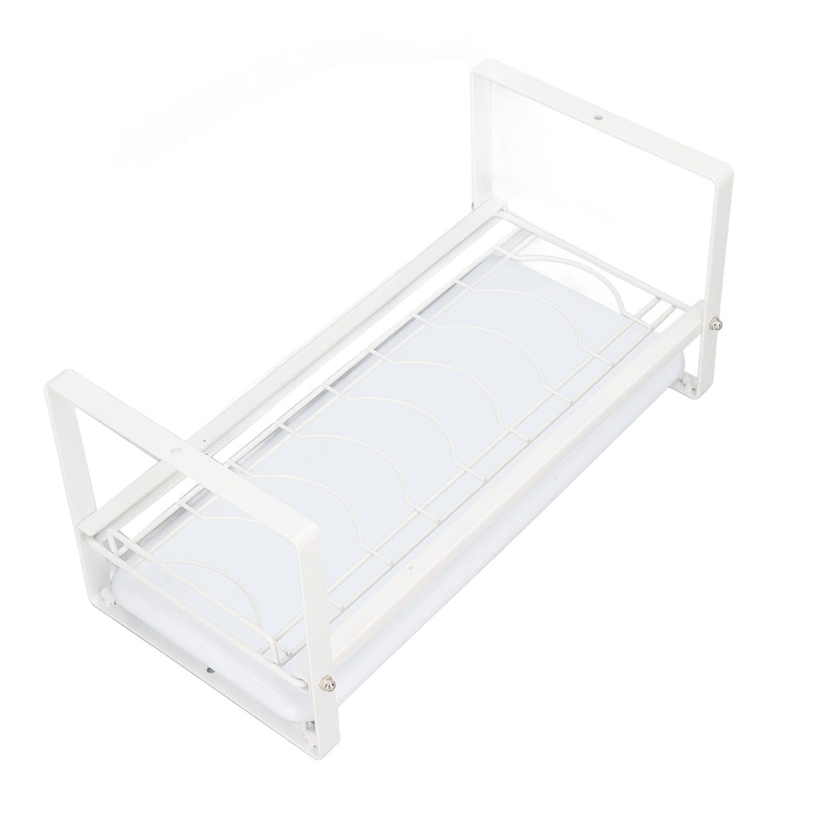 Kitchen Cabinet Storage Shelf Rack Bowls Dishes Plates Drainboard Holder Rustproof Nonslip for Counter Cupboard Pantry White