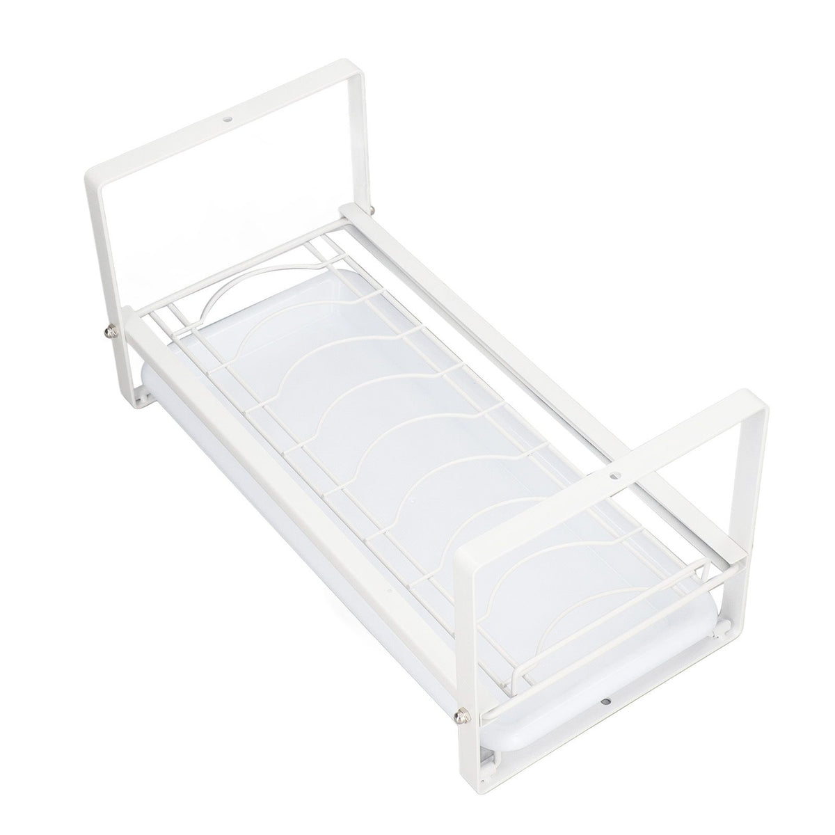 Kitchen Cabinet Storage Shelf Rack Bowls Dishes Plates Drainboard Holder Rustproof Nonslip for Counter Cupboard Pantry White