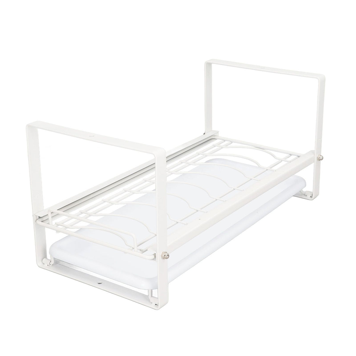 Kitchen Cabinet Storage Shelf Rack Bowls Dishes Plates Drainboard Holder Rustproof Nonslip for Counter Cupboard Pantry White