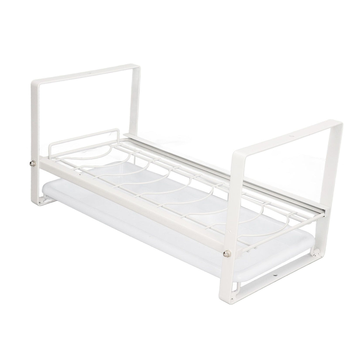 Kitchen Cabinet Storage Shelf Rack Bowls Dishes Plates Drainboard Holder Rustproof Nonslip for Counter Cupboard Pantry White