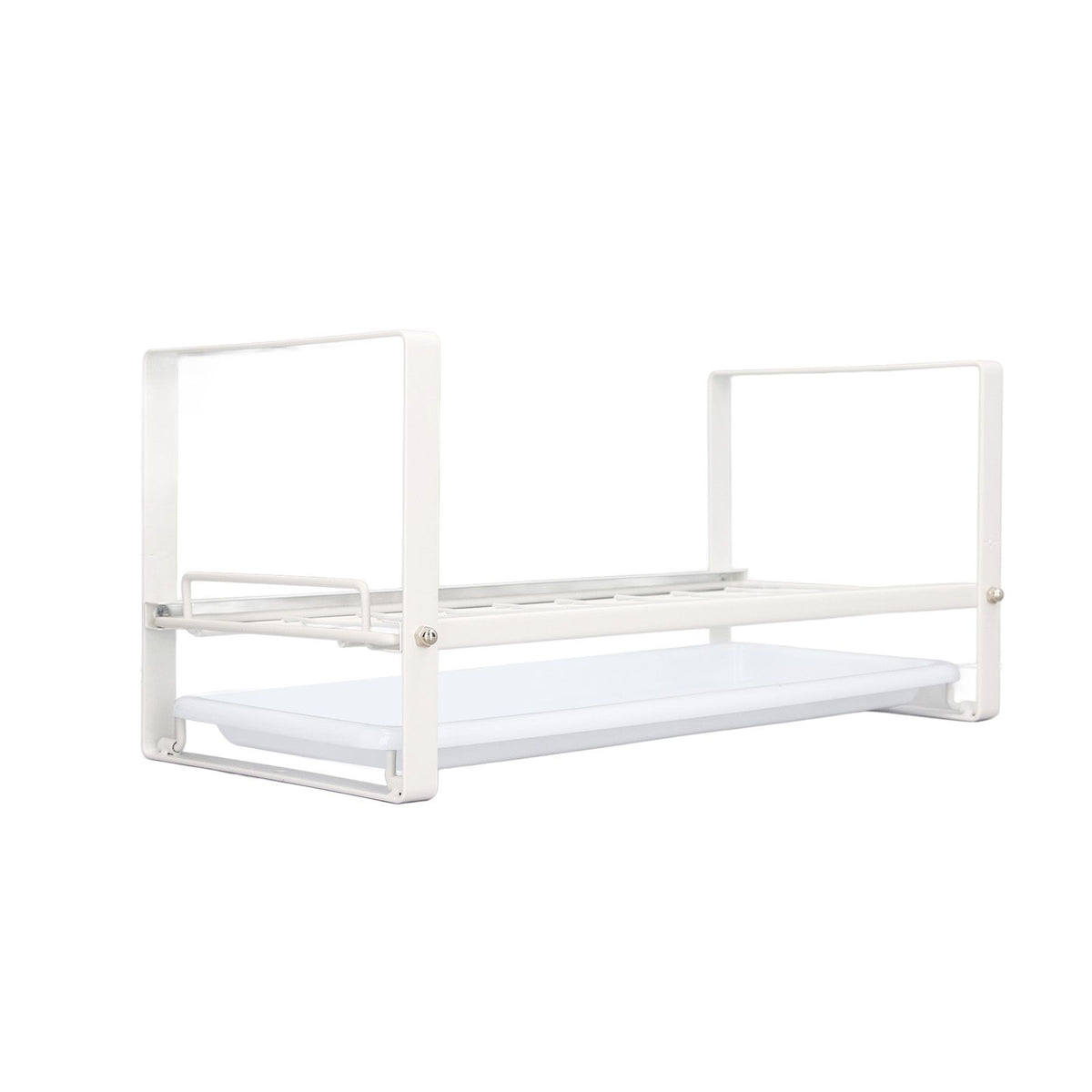 Kitchen Cabinet Storage Shelf Rack Bowls Dishes Plates Drainboard Holder Rustproof Nonslip for Counter Cupboard Pantry White