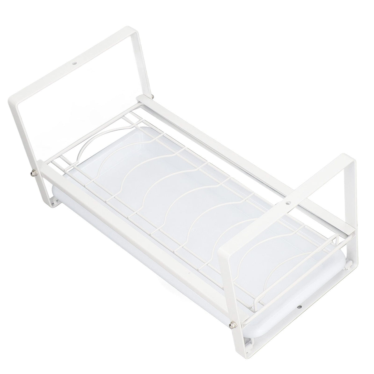 Kitchen Cabinet Storage Shelf Rack Bowls Dishes Plates Drainboard Holder Rustproof Nonslip for Counter Cupboard Pantry White