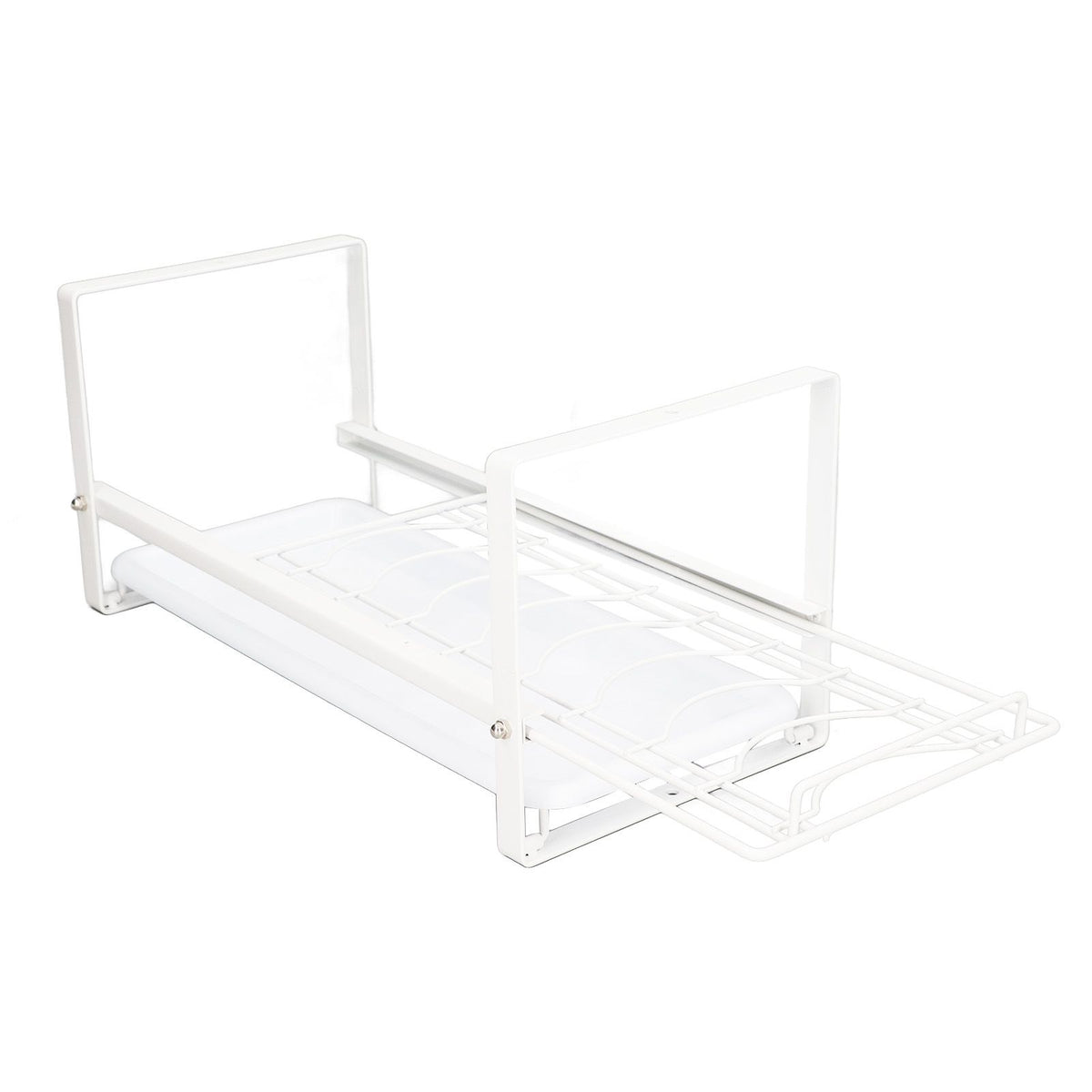 Kitchen Cabinet Storage Shelf Rack Bowls Dishes Plates Drainboard Holder Rustproof Nonslip for Counter Cupboard Pantry White