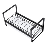 Kitchen Cabinet Storage Shelf Rack Bowls Dishes Plates Drainboard Holder Rustproof Nonslip for Counter Cupboard Pantry Black