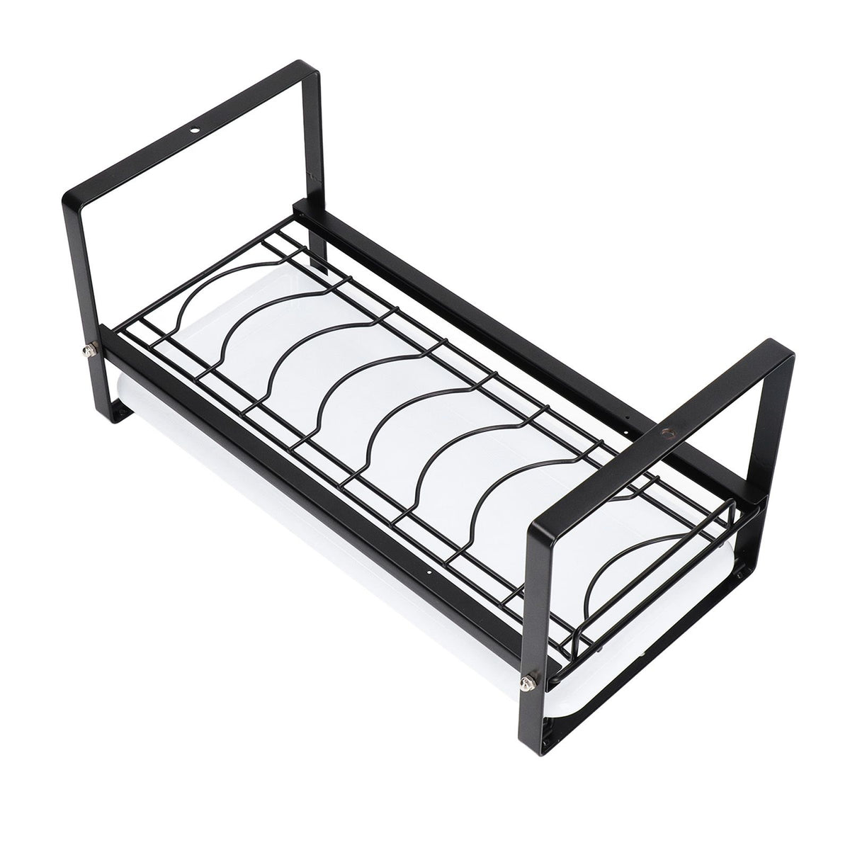 Kitchen Cabinet Storage Shelf Rack Bowls Dishes Plates Drainboard Holder Rustproof Nonslip for Counter Cupboard Pantry Black