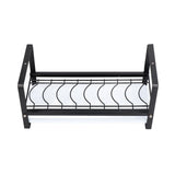 Kitchen Cabinet Storage Shelf Rack Bowls Dishes Plates Drainboard Holder Rustproof Nonslip for Counter Cupboard Pantry Black