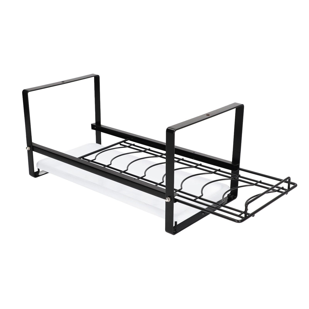 Kitchen Cabinet Storage Shelf Rack Bowls Dishes Plates Drainboard Holder Rustproof Nonslip for Counter Cupboard Pantry Black