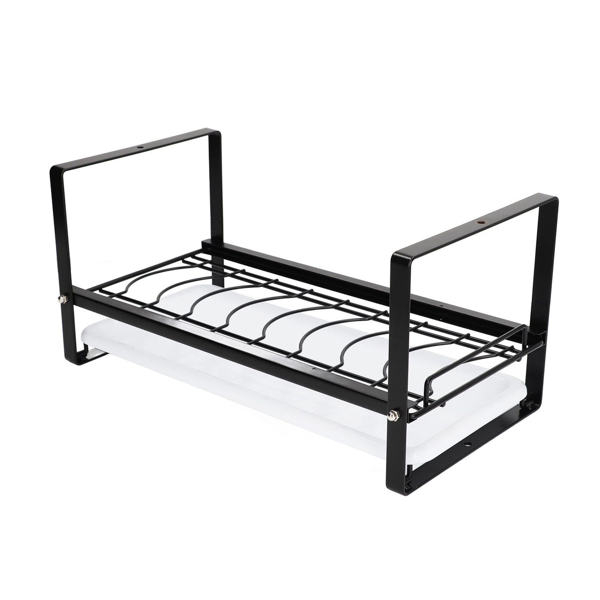 Kitchen Cabinet Storage Shelf Rack Bowls Dishes Plates Drainboard Holder Rustproof Nonslip for Counter Cupboard Pantry Black