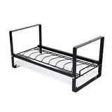 Kitchen Cabinet Storage Shelf Rack Bowls Dishes Plates Drainboard Holder Rustproof Nonslip for Counter Cupboard Pantry Black - Rear View